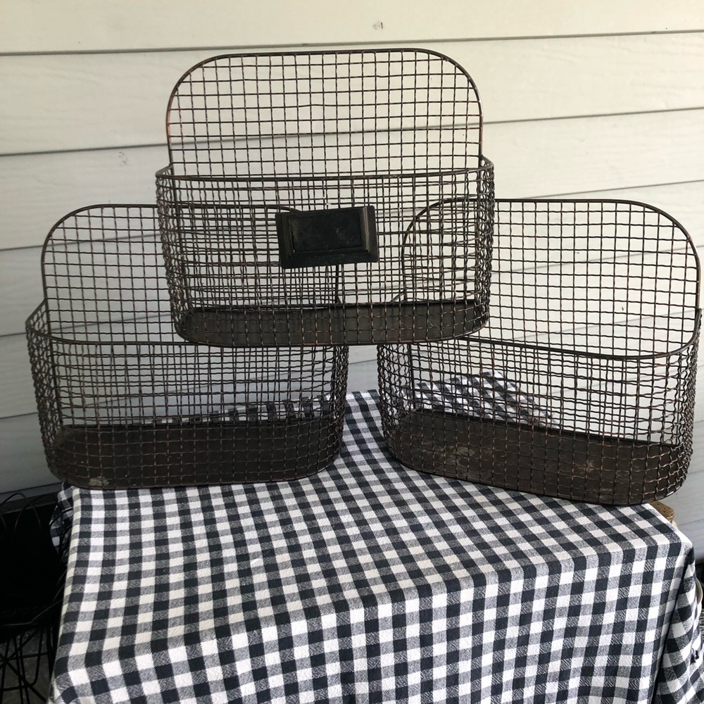 3 Bronze Metal Hanging Baskets